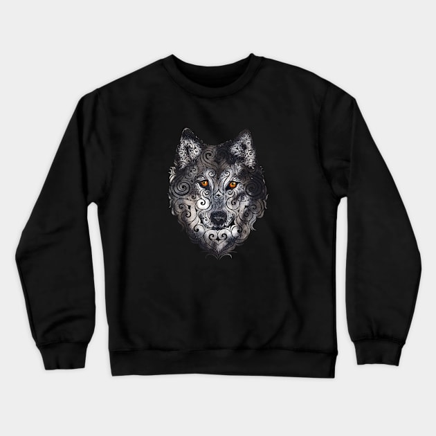 Swirly Wolf Crewneck Sweatshirt by VectorInk